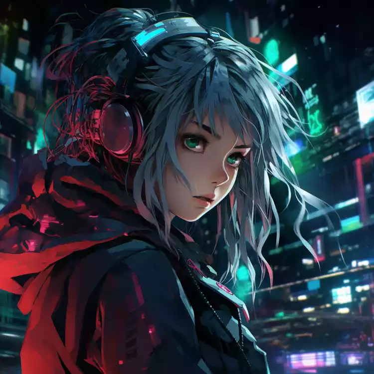 Illustrazione di una ragazza hacker con le cuffie e lo sfondo tech