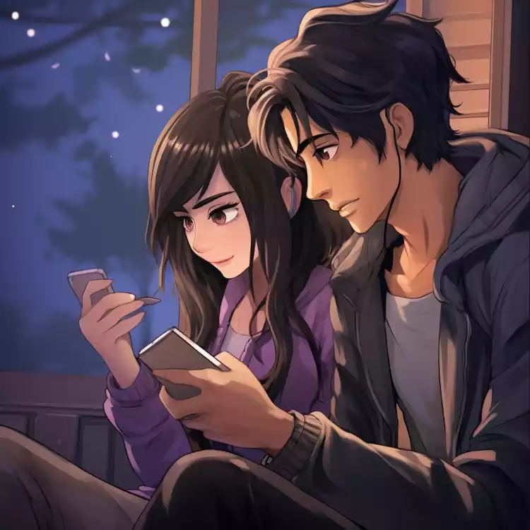 Illustrazione di un ragazzo e una ragazza che stanno inviando messaggi con lo smartphone